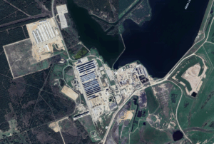Satellite image of the Alcoa site in Rockdale Texas